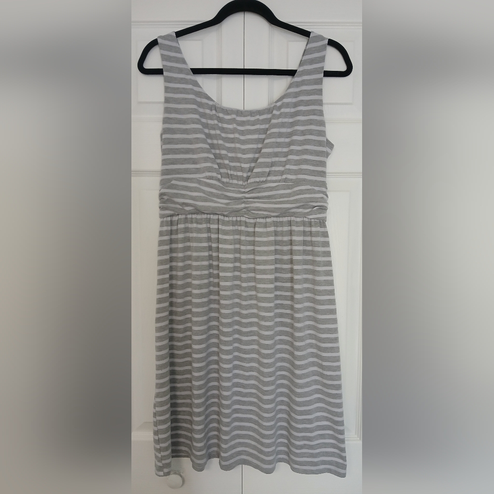Faded Glory Girls Size L (12-14) Mini Dress Gray & White Striped